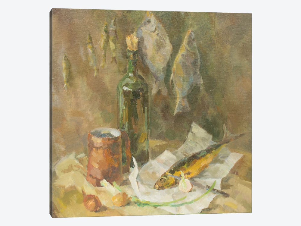 Wine And Fish Still-Life by CountessArt 1-piece Canvas Art