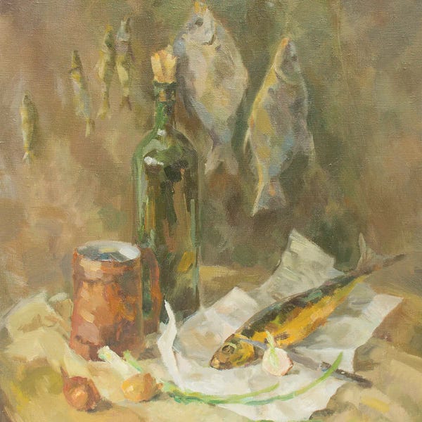 Wine And Fish Still-Life