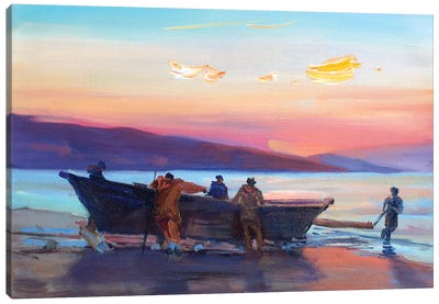 Night Fishing Canvas Art Print - CountessArt