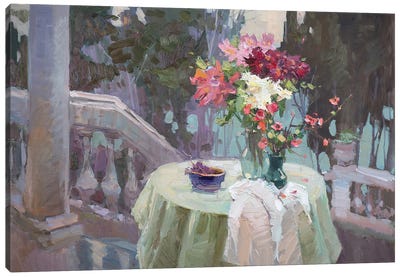 On The Terrace Of Old Villa Canvas Art Print - CountessArt