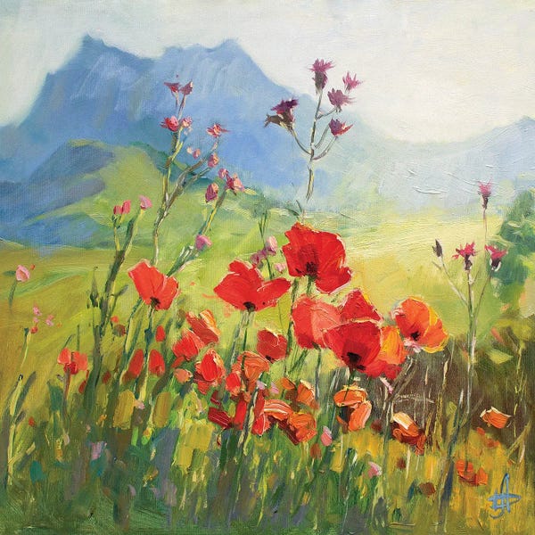 Poppies: Poppy Field Under The White Cliffs by CountessArt