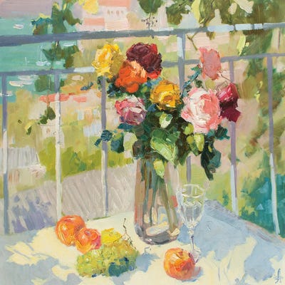 Roses On Terrace II by CountessArt framed wall art