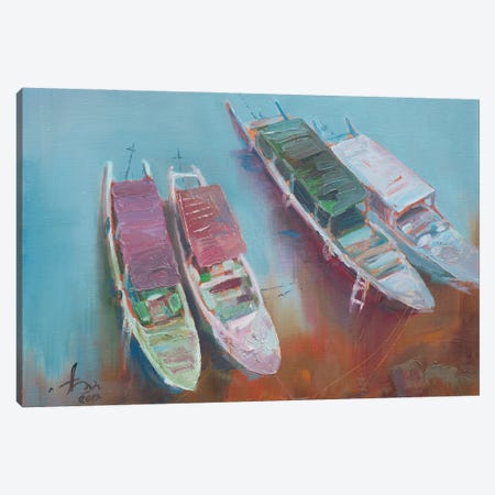 Feryboats On Moorage Canvas Print #HDV25} by CountessArt Canvas Artwork
