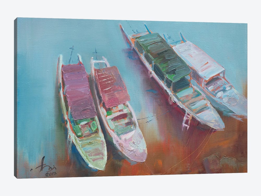 Feryboats On Moorage by CountessArt 1-piece Canvas Art