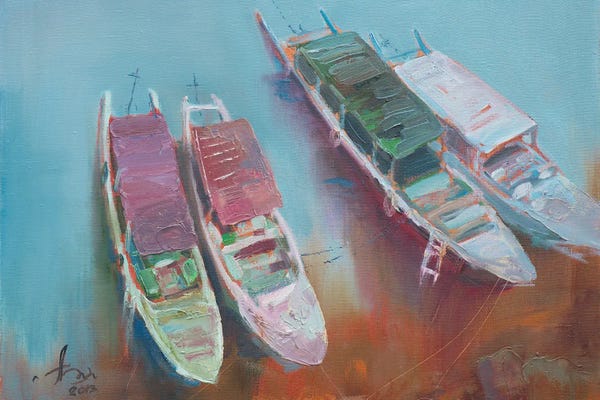 Artists Like Monet: Feryboats On Moorage by CountessArt