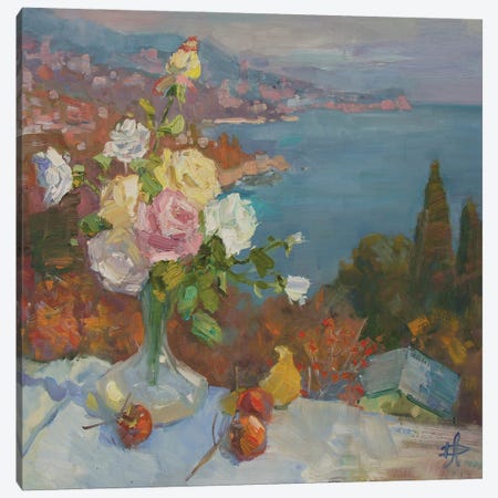 Stilllife With View To Bay Aya Canvas Print #HDV268} by CountessArt Canvas Art Print