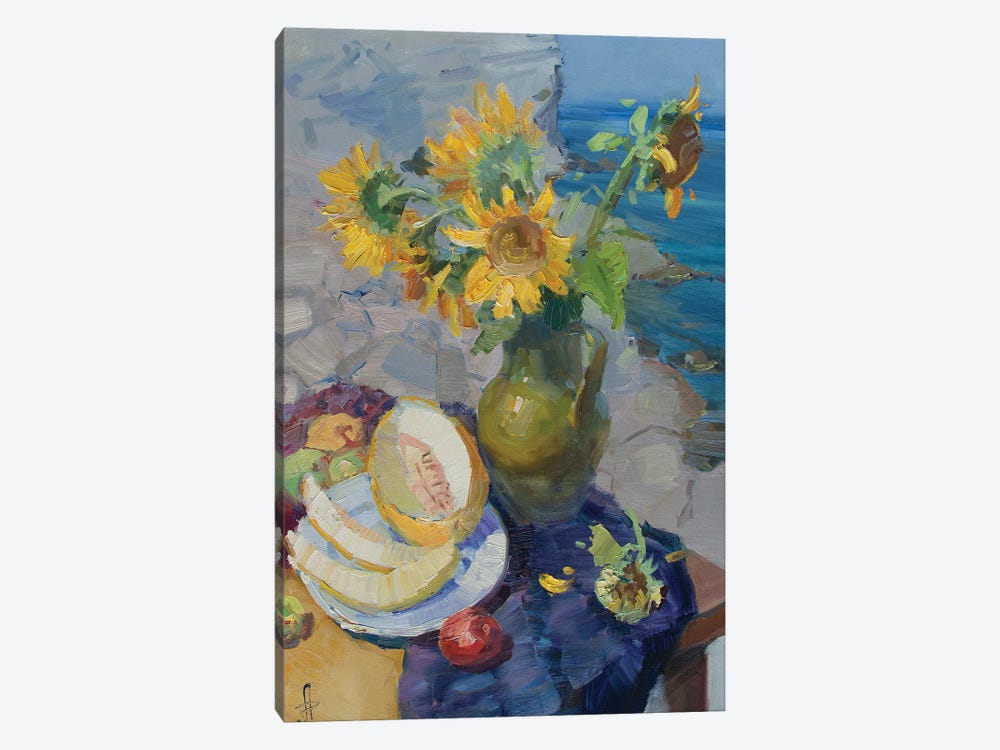 Sunflower And Melon Still Life by CountessArt 1-piece Canvas Wall Art