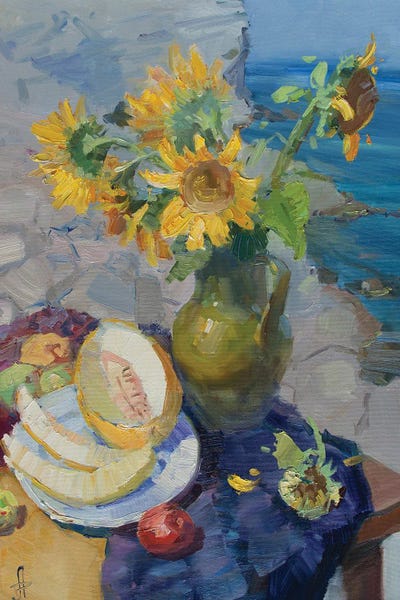 Fine Art Print: Sunflower And Melon Still Life by CountessArt