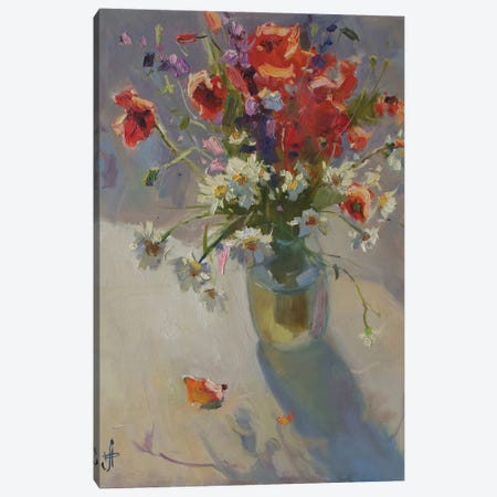 Field Poppy Camomile Still Life Canvas Print #HDV27} by CountessArt Canvas Artwork