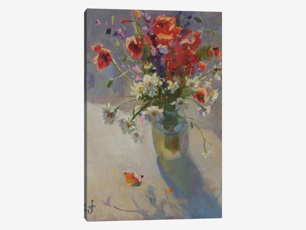 Field Poppy Camomile Still Life by CountessArt 1-piece Canvas Art