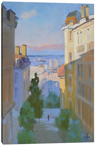 View Over Paris From Montmartre Slope France Canvas Art Print - CountessArt