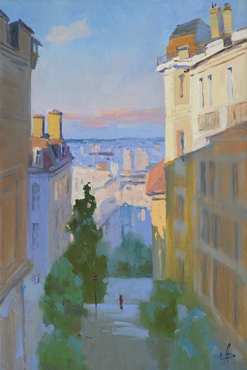 View Over Paris From Montmartre Slope France