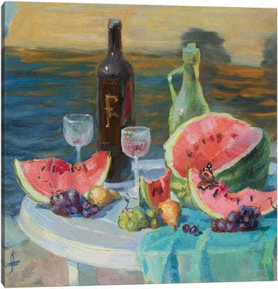 Watermelon Feast Canvas Art Print - CountessArt