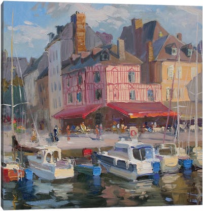 Yachts On Moorage Honfleur France Canvas Art Print - CountessArt