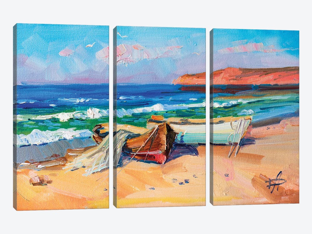 Fishing Boats by CountessArt 3-piece Canvas Art