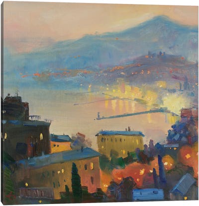 Yalta In The Night Canvas Art Print - Russia Art