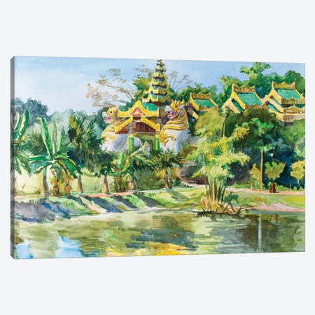 Yangon Army Budhist Temple Canvas Print #HDV301} by CountessArt Canvas Wall Art