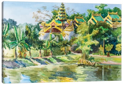 Yangon Army Budhist Temple Canvas Art Print - CountessArt