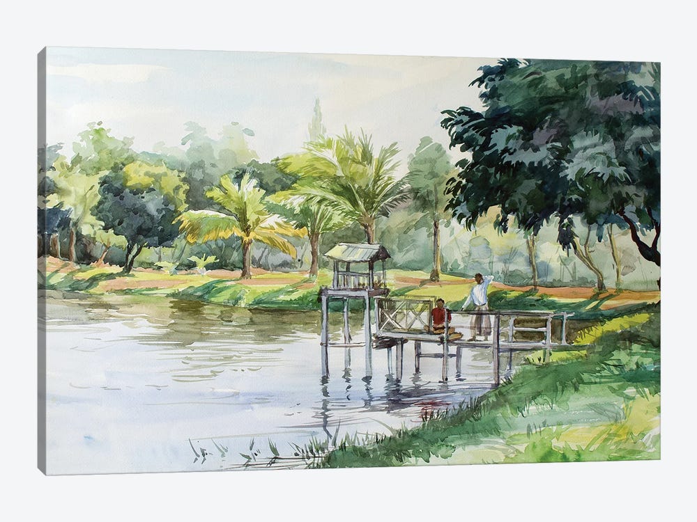 Yangon Buddhist Shrine On The Pond by CountessArt 1-piece Canvas Art