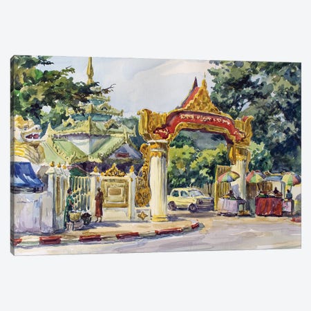 Yangon Budhist Temple Entrance Canvas Print #HDV303} by CountessArt Canvas Wall Art