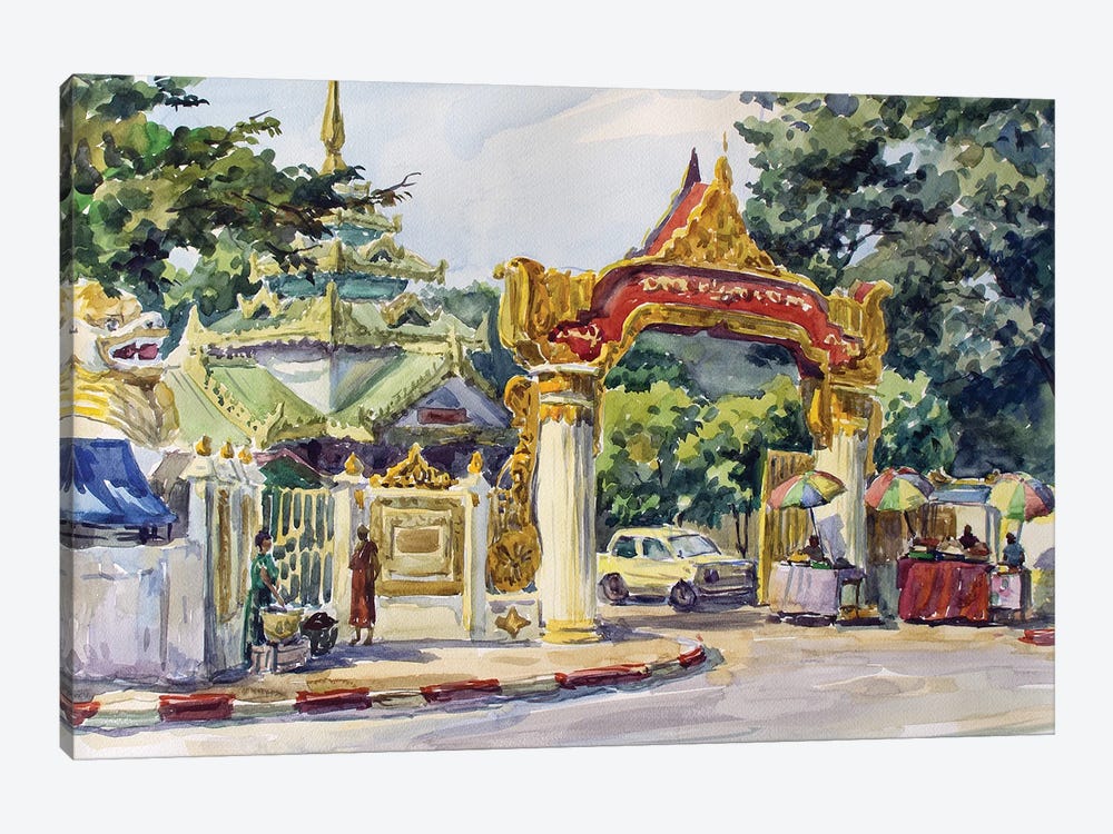 Yangon Budhist Temple Entrance by CountessArt 1-piece Art Print