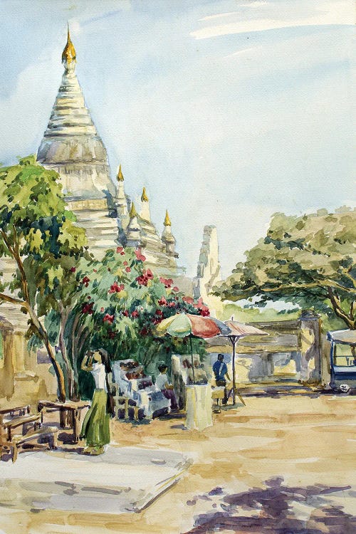 Yangon Market At The Pagoda Entrance