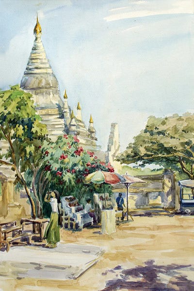 Pagodas: Yangon Market At The Pagoda Entrance by CountessArt