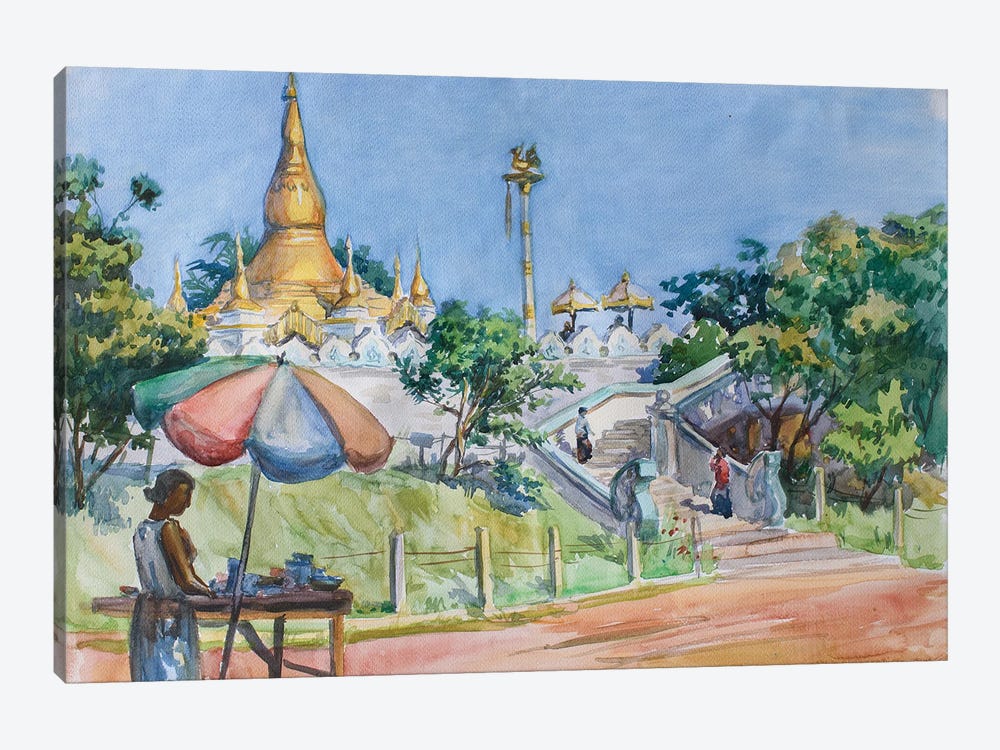 Yangon Street Vendor by CountessArt 1-piece Canvas Artwork
