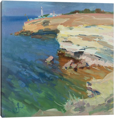 Lighthouse On The Cliff Canvas Art Print - CountessArt