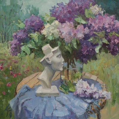 Lilac With Nefertiti Head by CountessArt framed wall art