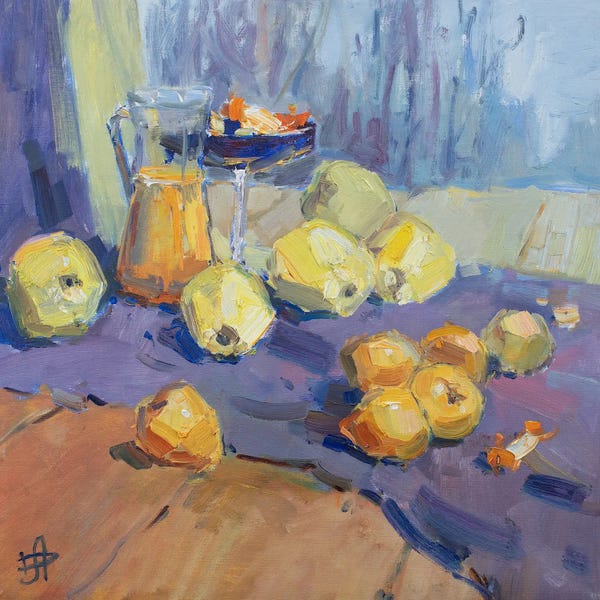 CountessArt: Quince And Persimmon Still-Life by CountessArt