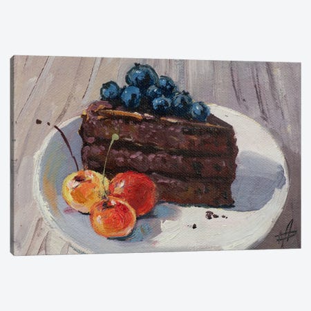 Piece Of Cake With Cherries Canvas Print #HDV403} by CountessArt Canvas Print