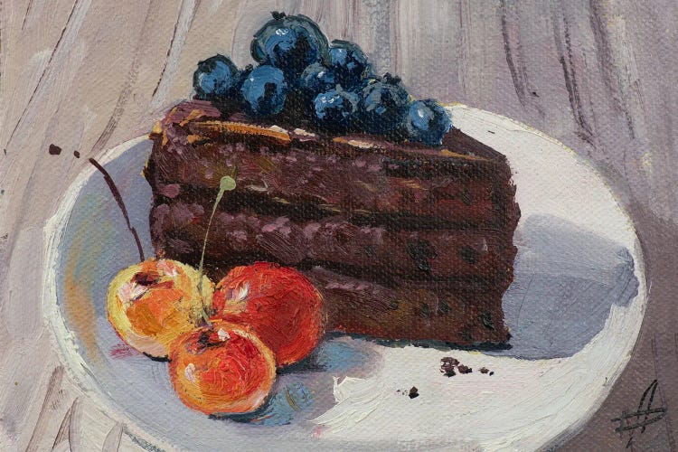 Piece Of Cake With Cherries