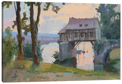 Old Mill Vernon France Canvas Art Print - Watermill & Windmill Art