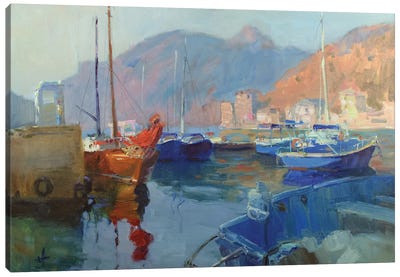 Pink Sails In Balaklava Canvas Art Print - Cottagecore Goes Coastal