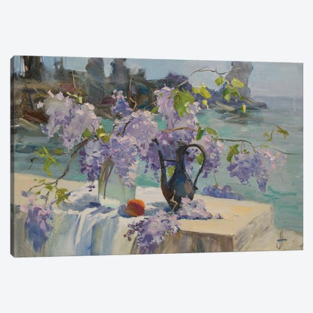 Still Life With Blossomed Wisteria Gurzuf Canvas Print #HDV66} by CountessArt Canvas Wall Art