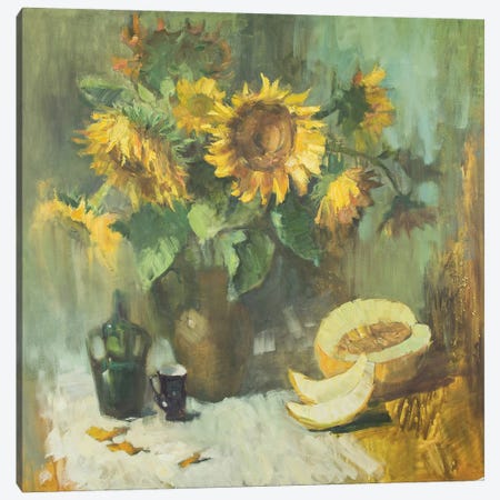 Sunflowers And Watermelons Canvas Print #HDV69} by CountessArt Canvas Print