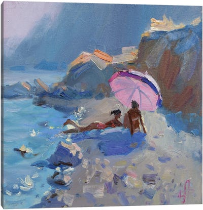 Bathers Canvas Art Print - Pastel Impressionism