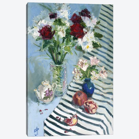 Vases and Pomegranate Canvas Print #HDV73} by CountessArt Canvas Artwork