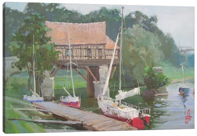 Vernon Yachts Near Old Mill France Canvas Art Print