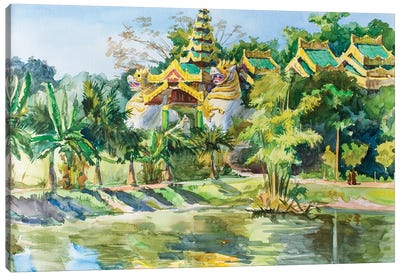 Yangon Army Budhist Temple Canvas Art Print