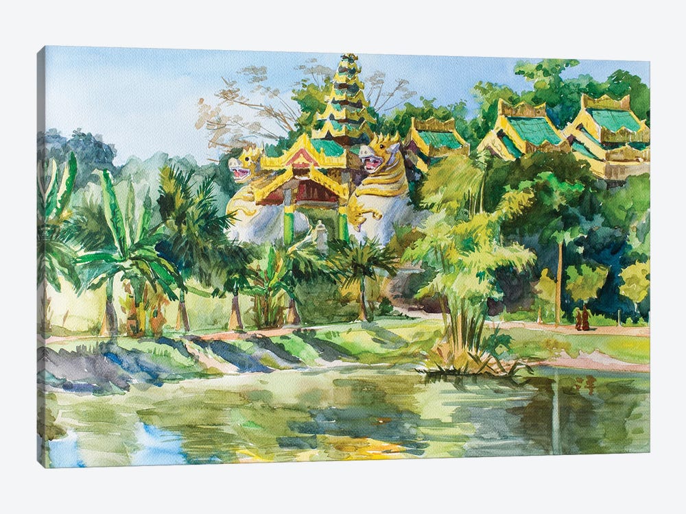 Yangon Army Budhist Temple by CountessArt 1-piece Canvas Artwork