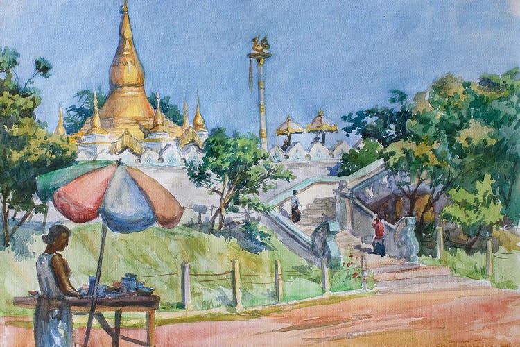Yangon Street Vendor by CountessArt wall art
