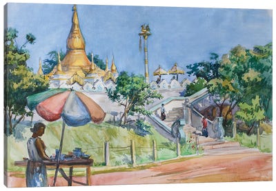 Yangon Street Vendor Canvas Art Print - Southeast Asian Culture