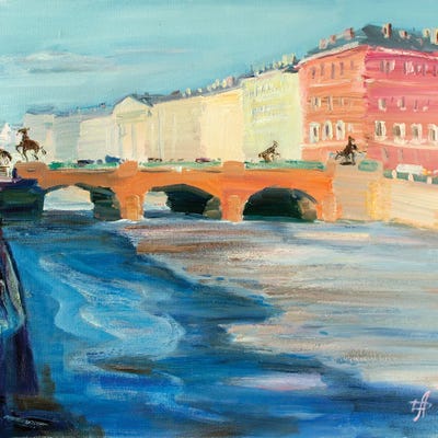 Anichkov Bridge by CountessArt framed wall art