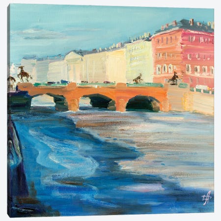 Anichkov Bridge Canvas Print #HDV93} by CountessArt Canvas Wall Art