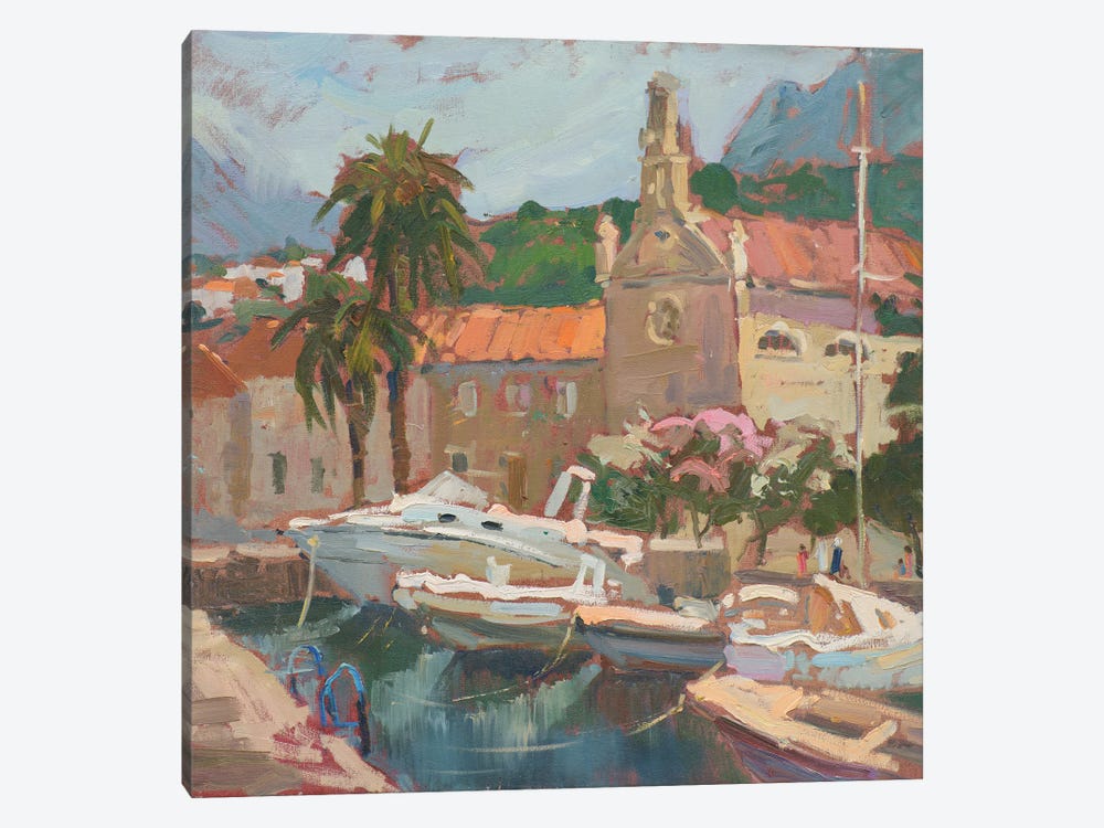 Boats Montenegro by CountessArt 1-piece Canvas Art