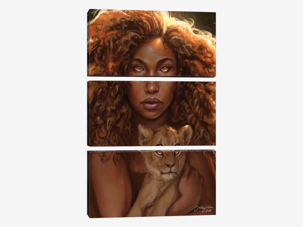 Lioness by Hillary D Wilson 3-piece Canvas Print