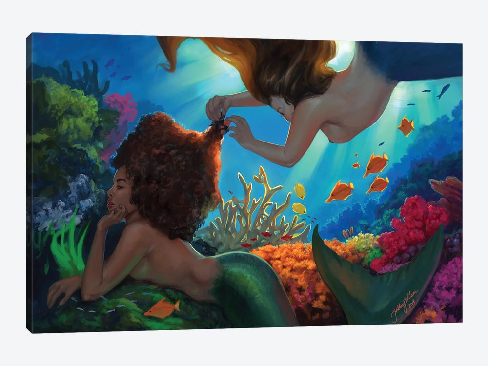 Mermaids by Hillary D Wilson 1-piece Canvas Art