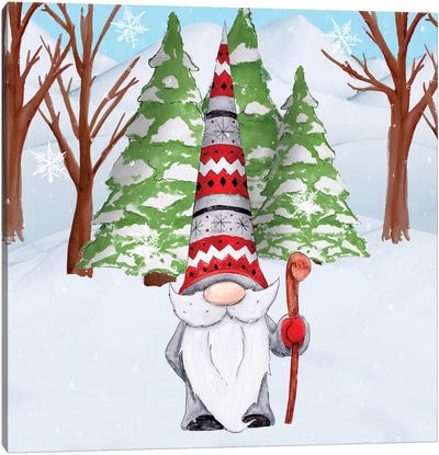 Fun Hat Gnoming Around I Canvas Art Print - Christmas Gnome Art